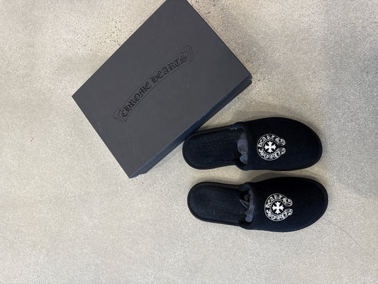 Chrome Hearts Black Horseshoe Hotel Slippers