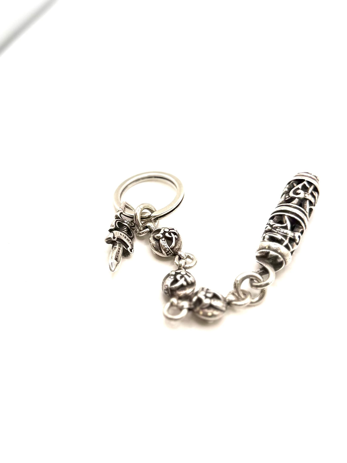 Chrome Hearts Silver Roller Keychain Keyring Pendant with Dagger
