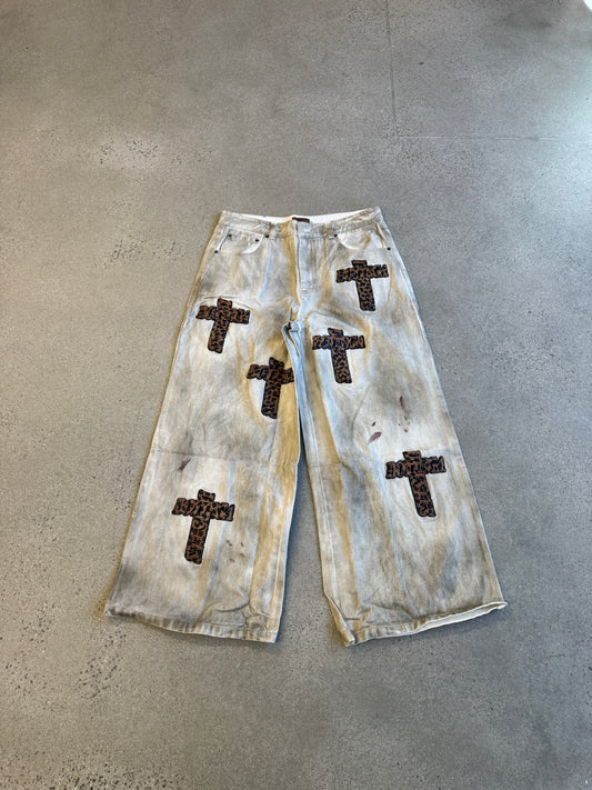 Bottega Desires F&F Holy Grail Dirty White Cheetah Jeans