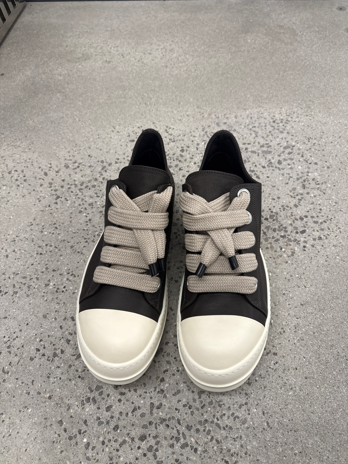 Rick Owens Mainline Greece Milk Leather Jumbo Lace Sneakers