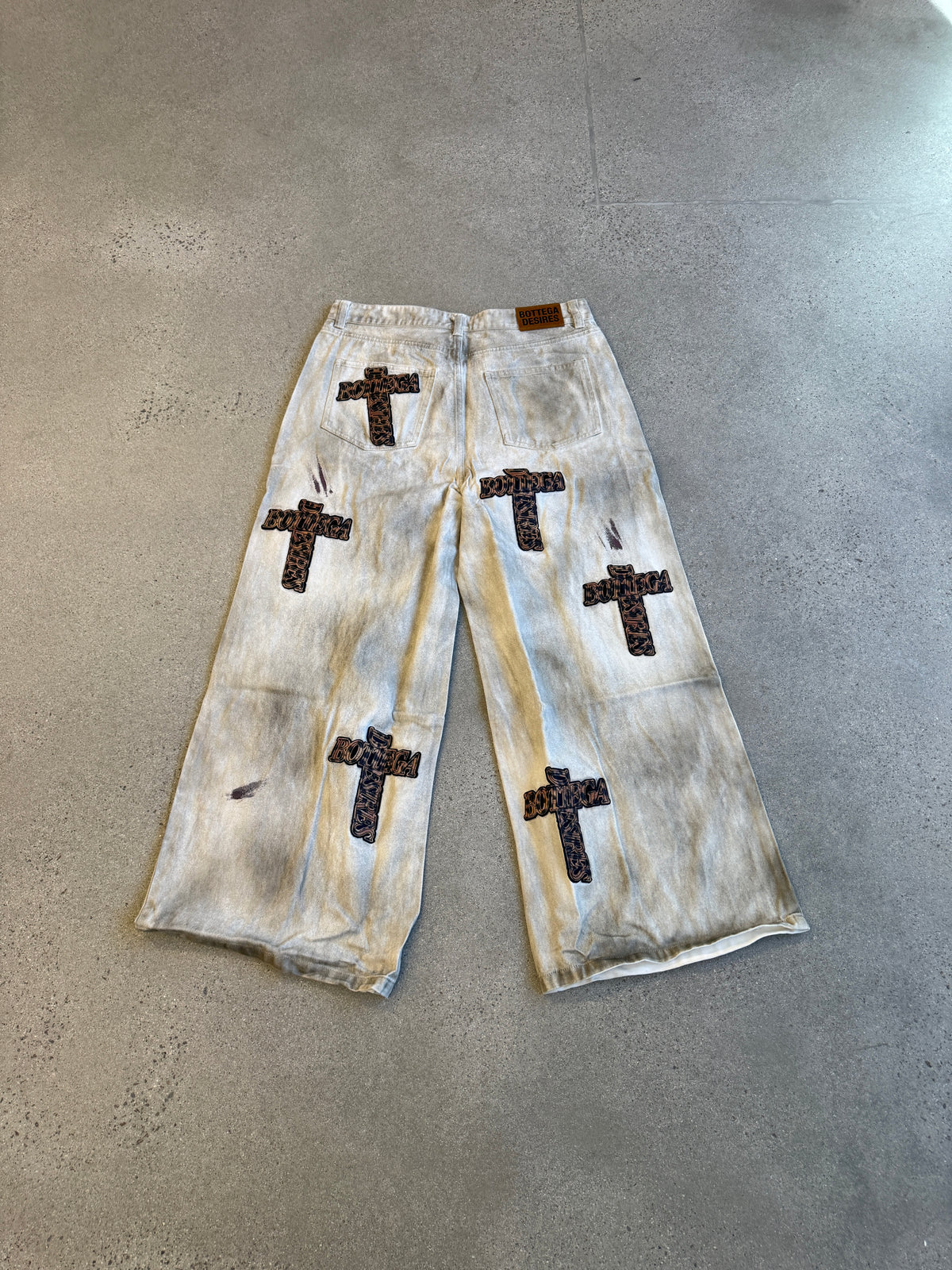 Bottega Desires F&F Holy Grail Dirty White Cheetah Jeans