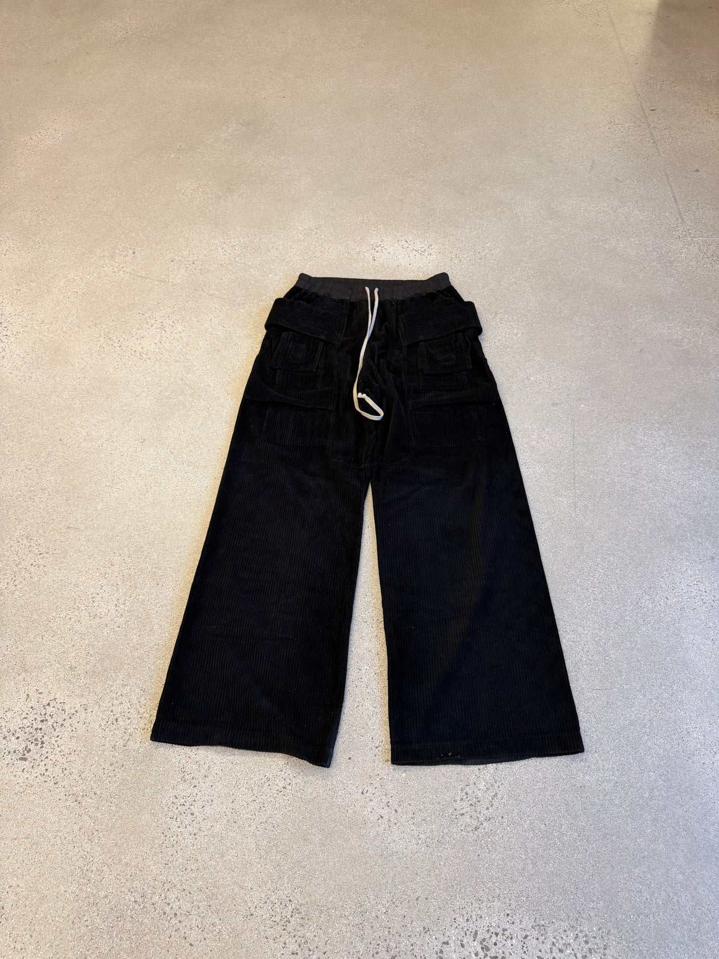 Rick Owens DRKSHDW Black Corduroy Creatch Cargo Pants