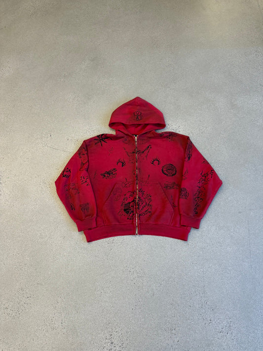 Balenciaga Red Tattoo Zipup