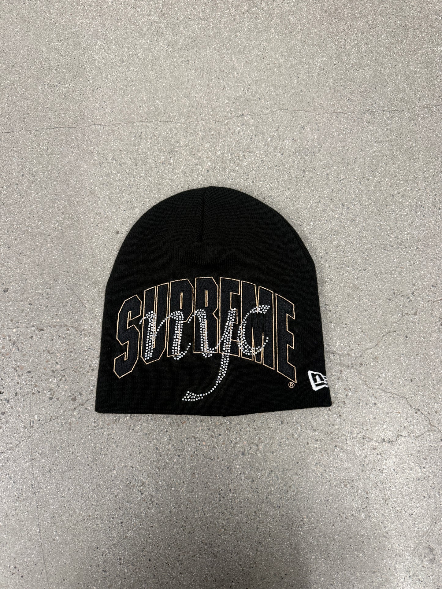 Supreme Black New Era Rhinestone Beanie