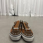 Vans LX Old Skool 36 cocoa brown pearlized sneakers front view with brown toe cap and pearl studs