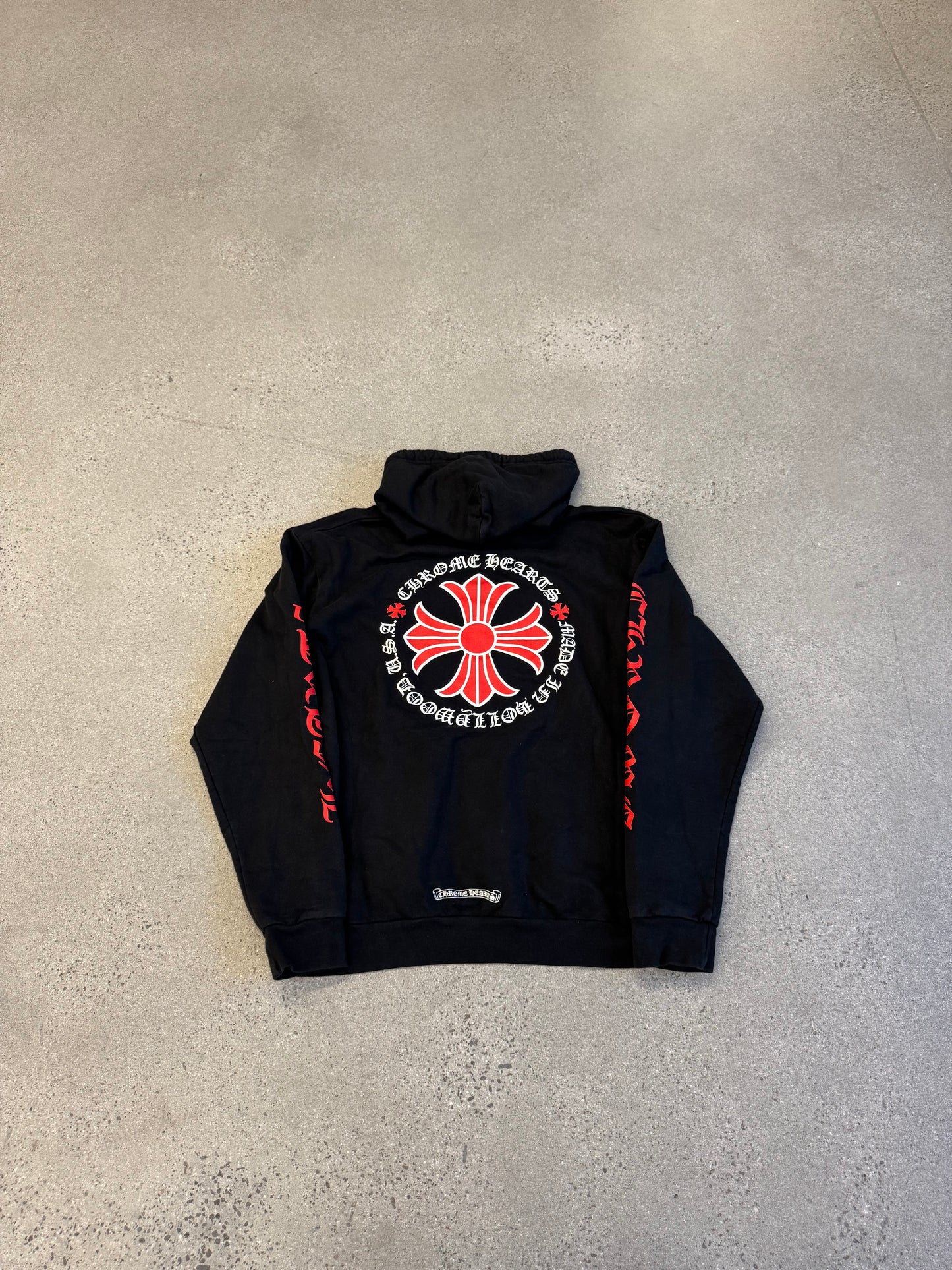 Chrome Hearts Black Made In Hollywood Red Plus Cross Hoodie