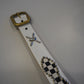 Vintage White Checkered Studded Leather Belt