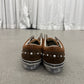 Vans LX Old Skool 36 cocoa brown pearlized sneakers heel view with pearl-studded heel collar trim