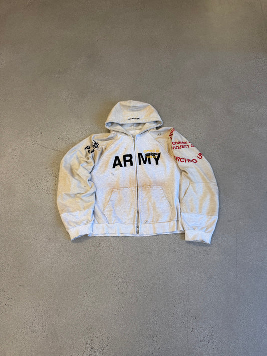 Project GR Reconstructed Gray Army Folded Zipup
