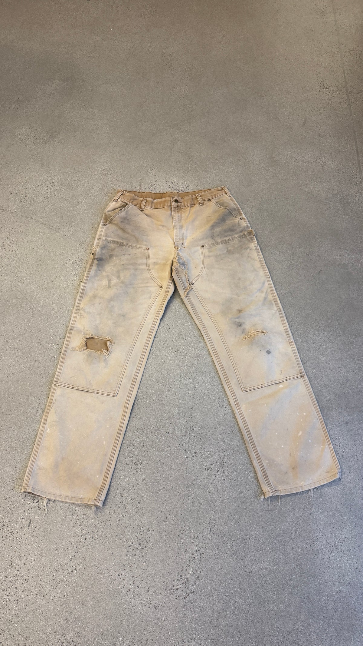 Vintage Tan Carhartt Distressed Double Knee Carpenter Pants
