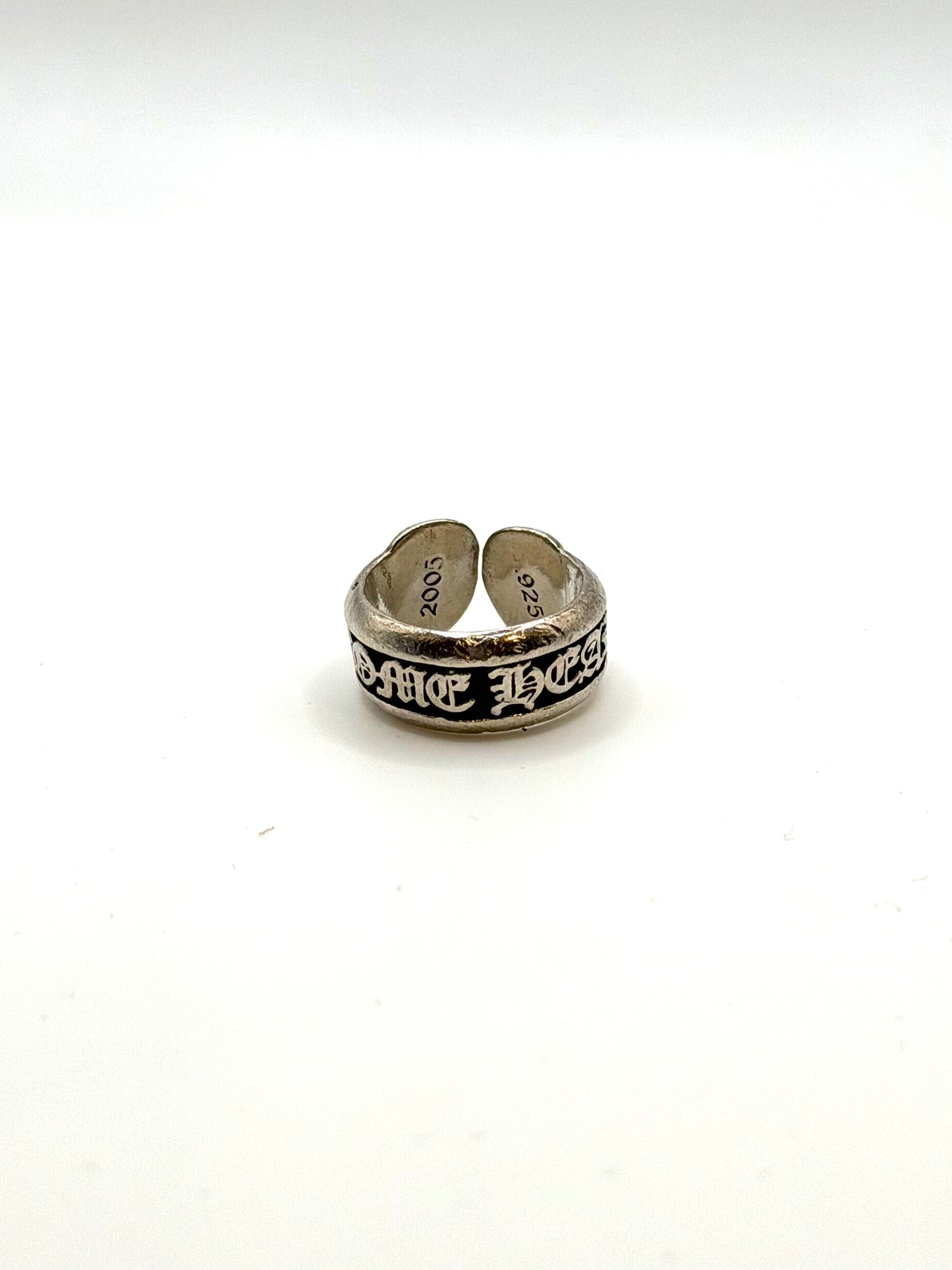 Chrome Hearts Silver Scroll Label Ring
