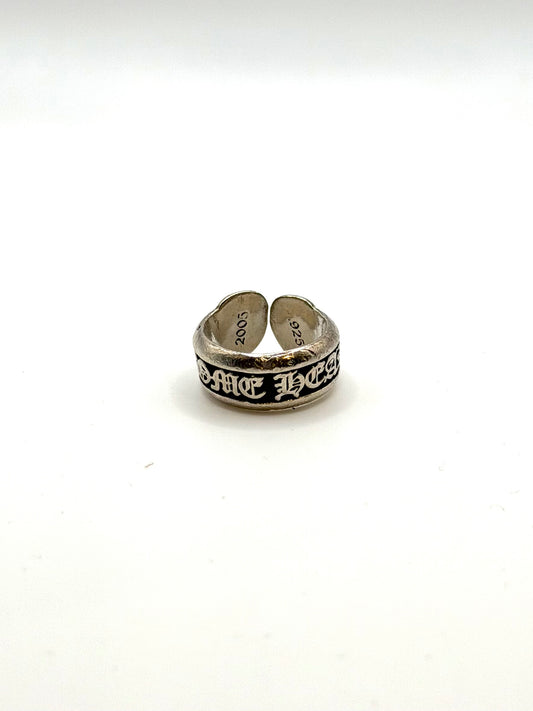Chrome Hearts Silver Scroll Label Ring