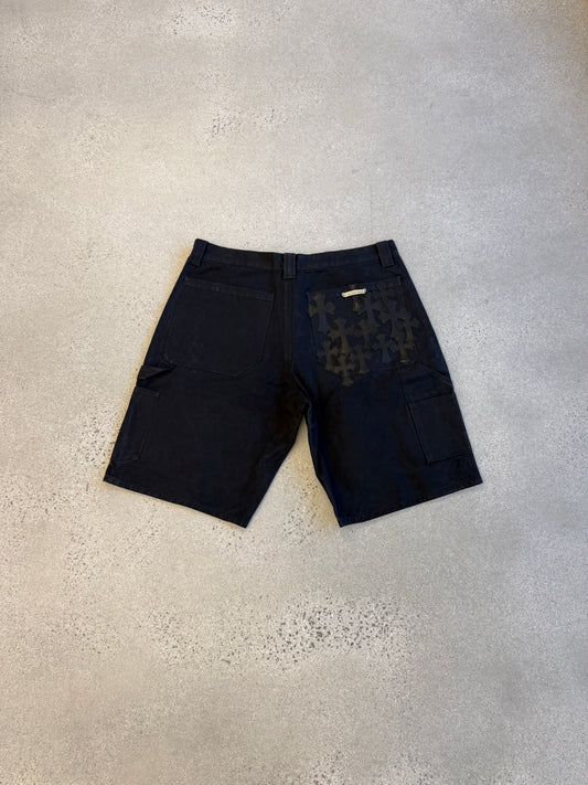 Chrome Hearts Black Flooded Patch Double Knee Carpenter Shorts