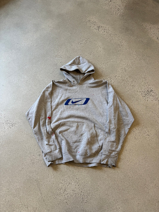 Vintage Gray Nike Big Swoosh Paint Splatter Hoodie