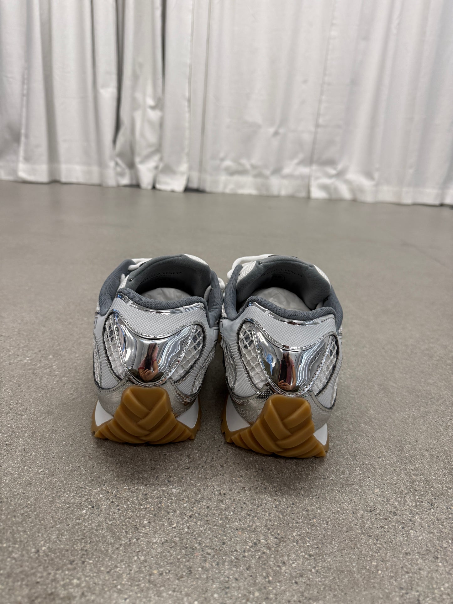 Bottega Veneta White Silver Orbit Sneakers