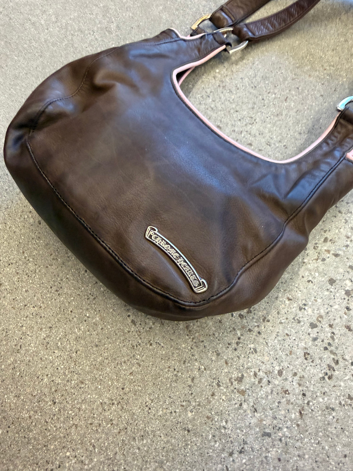Chrome Hearts Pink Brown Shoulder Strap Hobo Bag
