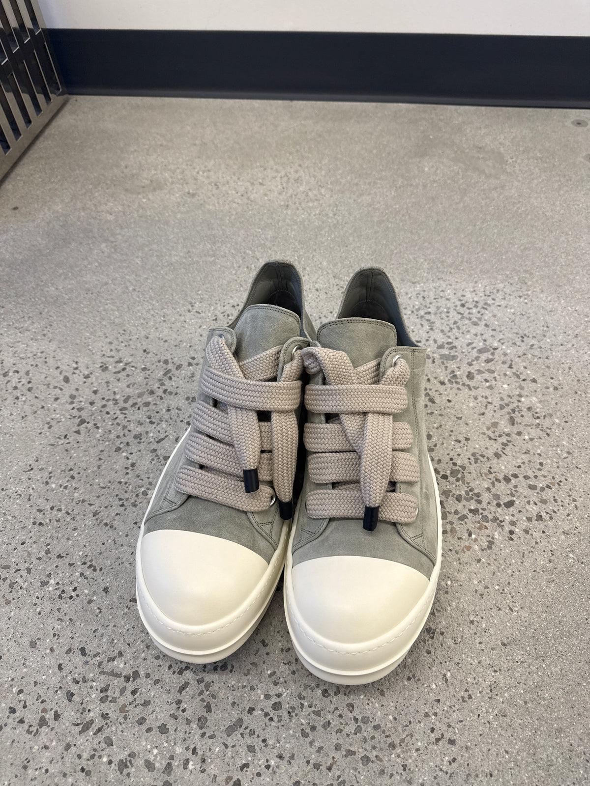Rick Owens Mainline Dark Pearl Suede Jumbo Lace Sneakers