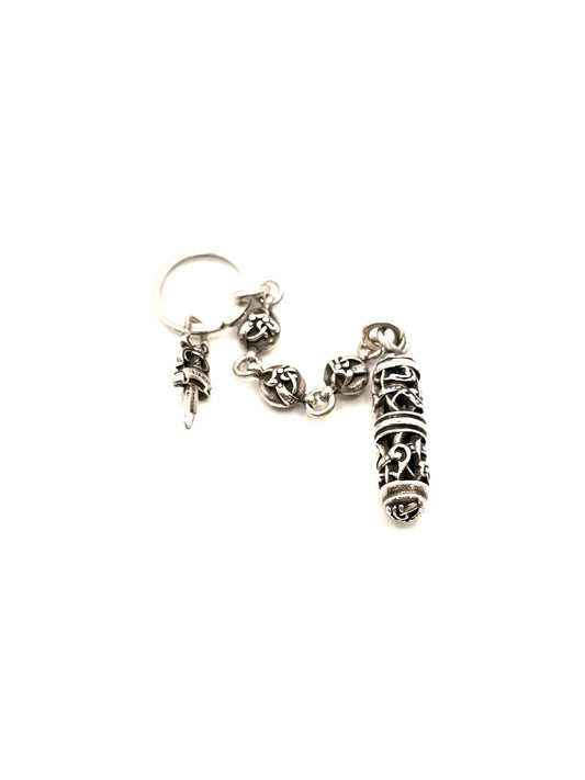 Chrome Hearts Silver Roller Keychain Keyring Pendant with Dagger