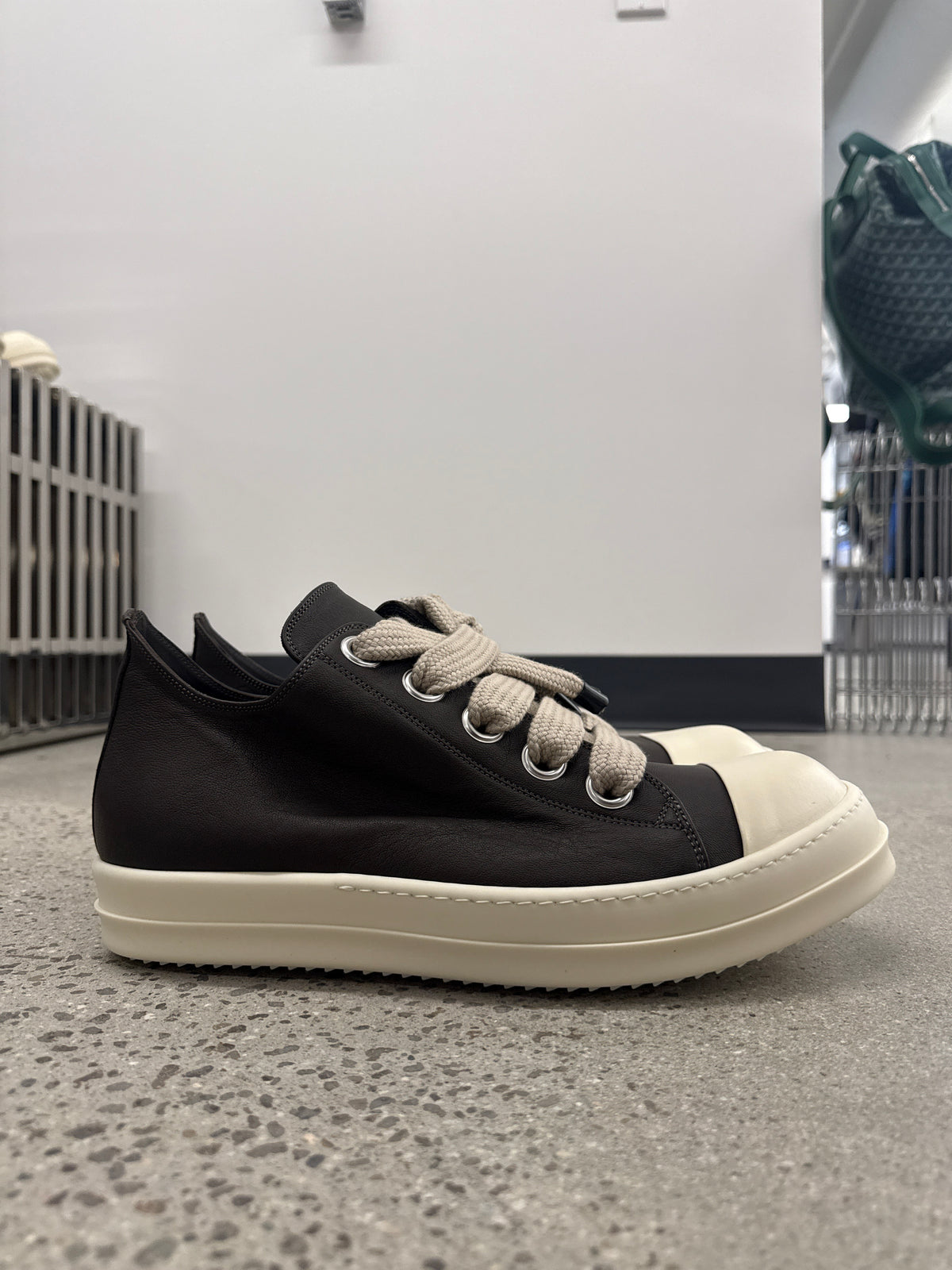 Rick Owens Mainline Greece Milk Leather Jumbo Lace Sneakers