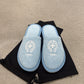 Chrome Hearts St Barths exclusive light blue terry house slippers with white horseshoe logo and dust bag