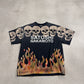 Satoshi Nakamoto Lost Boys black tee with vampire graphic and red gothic text print on front