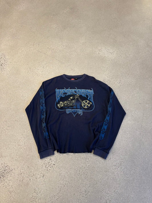Vintage Navy West Coast Choppers Motorcycle Thermal Longsleeve