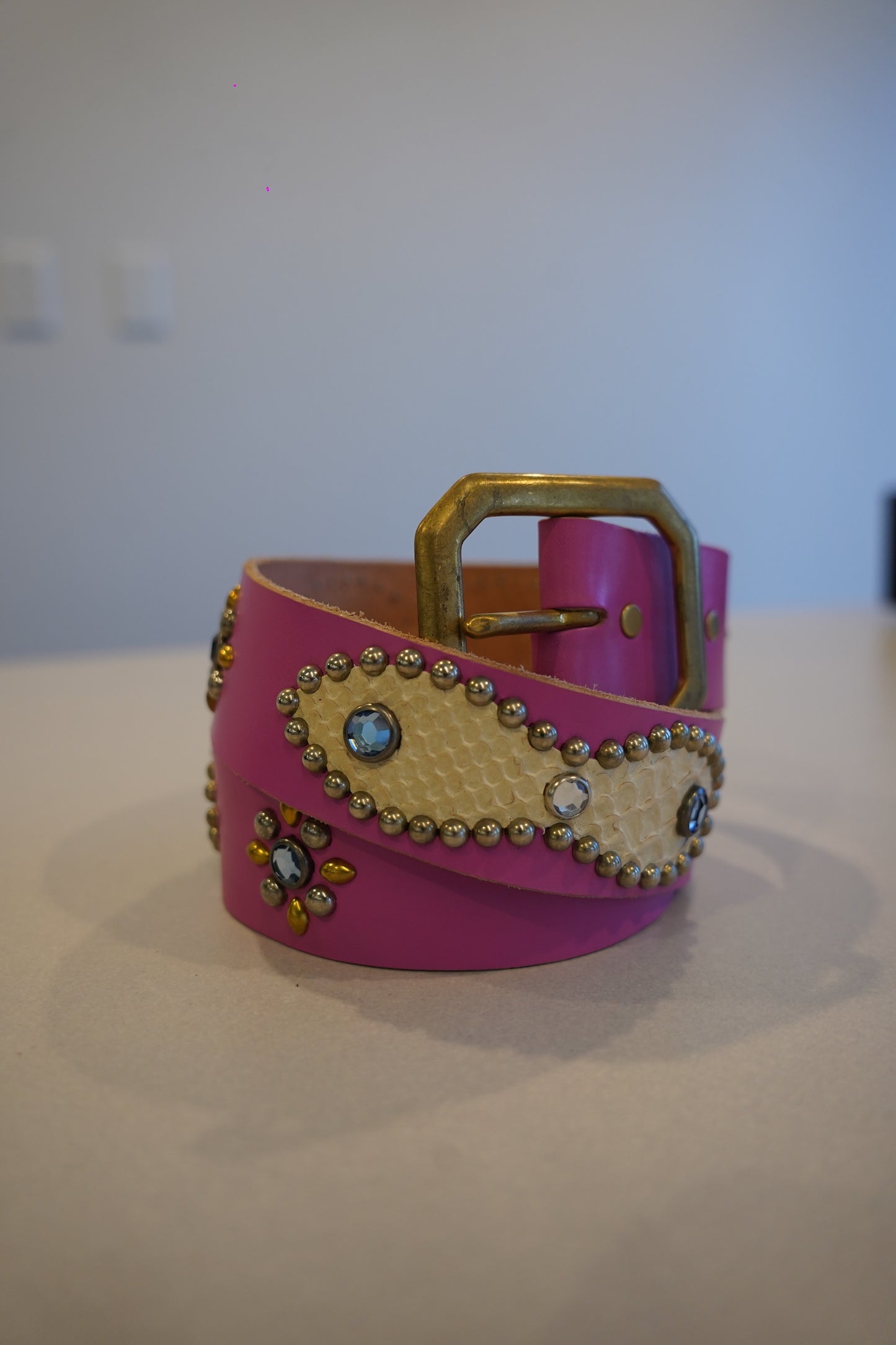 Vintage Pink Studded Belt