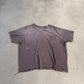 Paly Hollywood faded brown oversized tee with small beaded Paly logo on chest and distressed raw edges