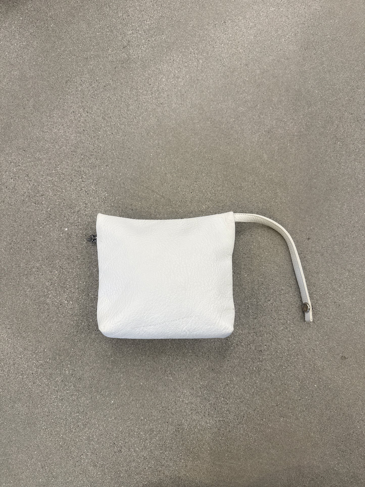 White Chrome Hearts Leather Zip Pouch
