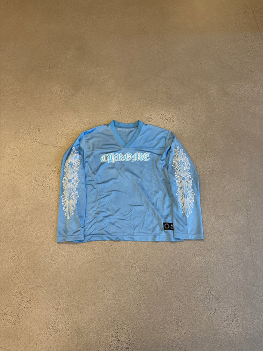 Chrome Hearts Blue Longsleeve Floral Mesh Jersey