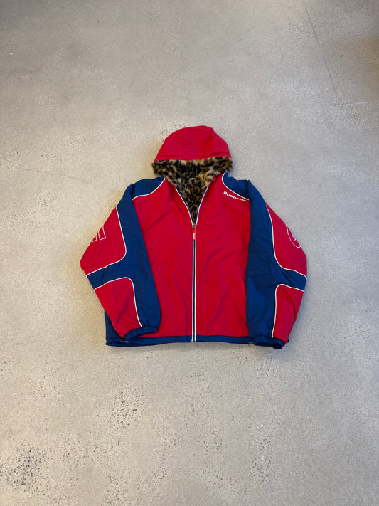 Supreme Red Faux Fur Reversible Hooded Track Jacket