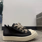 Rick Owens Mainline Black Milk Leather Jumbo Lace Sneakers