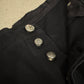 Chrome Hearts carpenter shorts waistband detail with three silver cross-engraved button closures