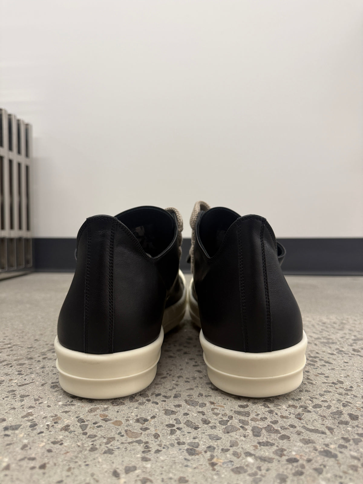 Rick Owens Mainline Black Milk Leather Jumbo Lace Sneakers