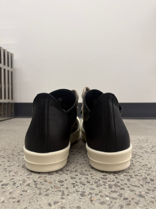 Rick Owens Mainline Black Milk Leather Jumbo Lace Sneakers