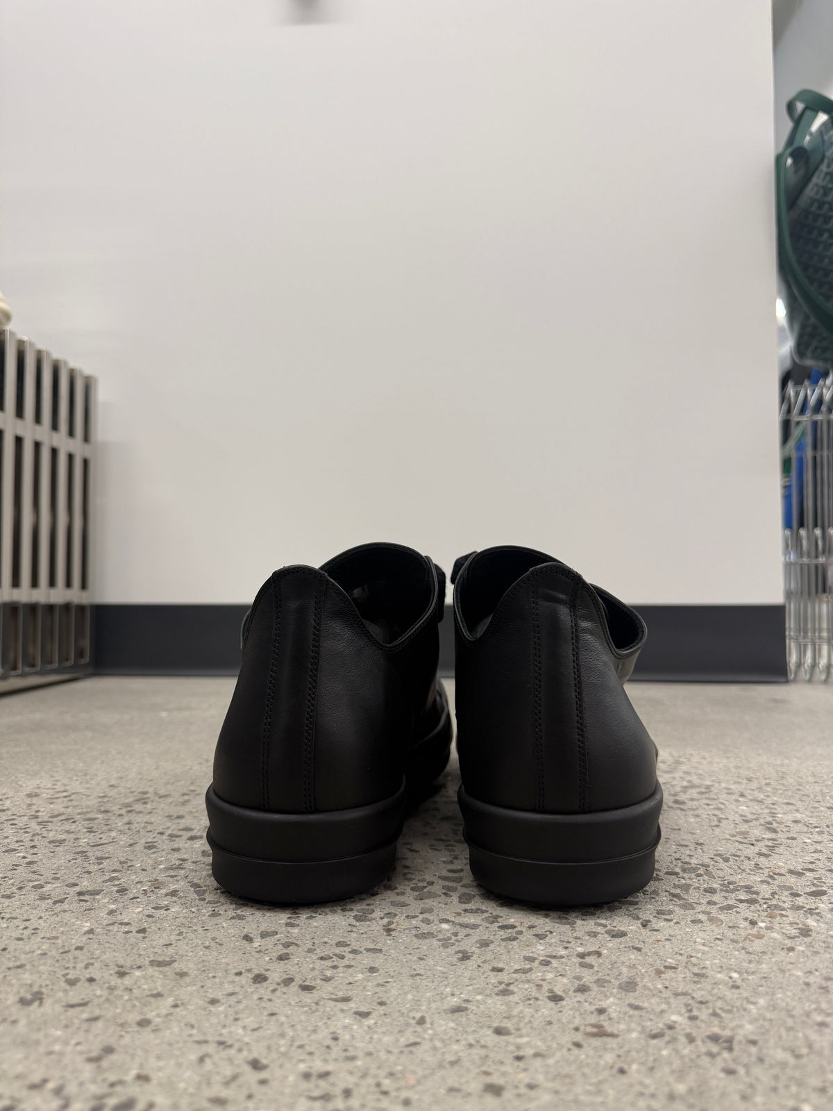 Rick Owens Mainline Triple Black Leather Jumbo Lace Sneakers