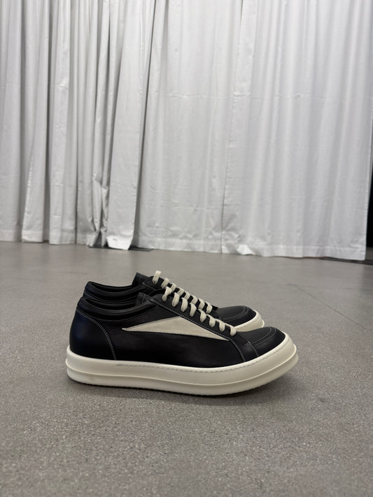 Rick Owens Mainline Black Milk Leather Vintage Sneakers
