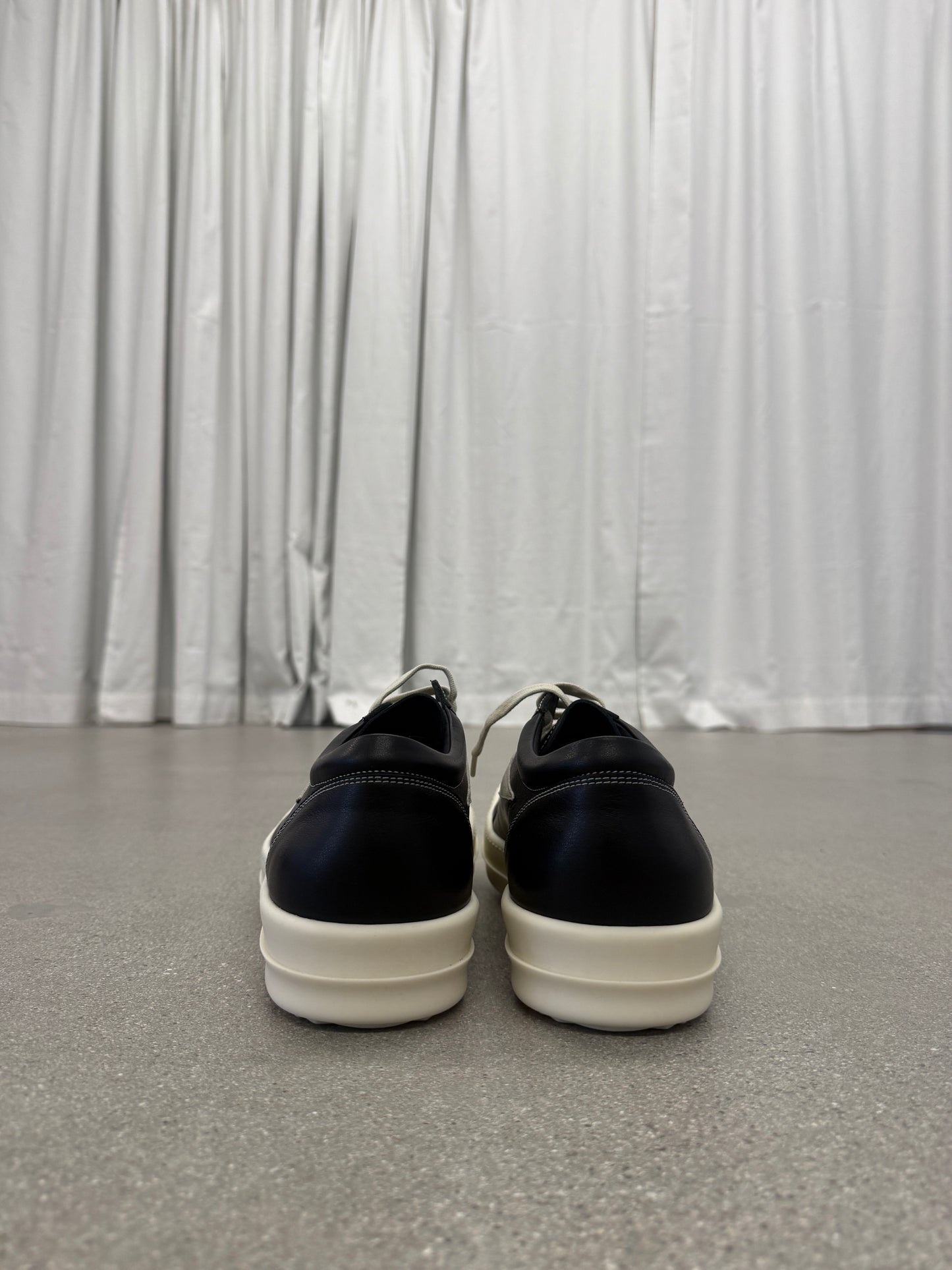 Rick Owens Mainline Black Milk Leather Vintage Sneakers