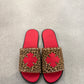 Chrome Hearts Plus Cross Patch Red Leopard Slides