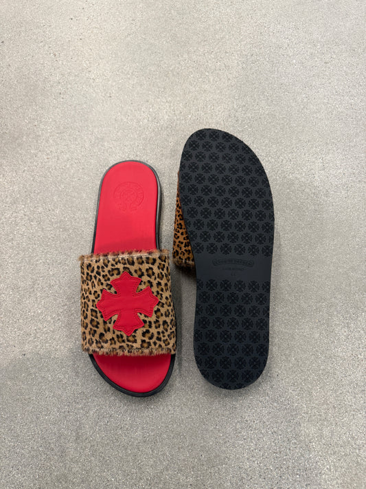 Chrome Hearts Plus Cross Patch Red Leopard Slides