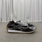 Bottega Veneta brown Orbit sneakers side profile with mesh upper, silver chrome overlays and gum rubber sole