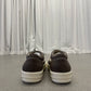 Rick Owens DRKSHDW Dust sneakers heel view with brown leather heels on cream chunky midsoles