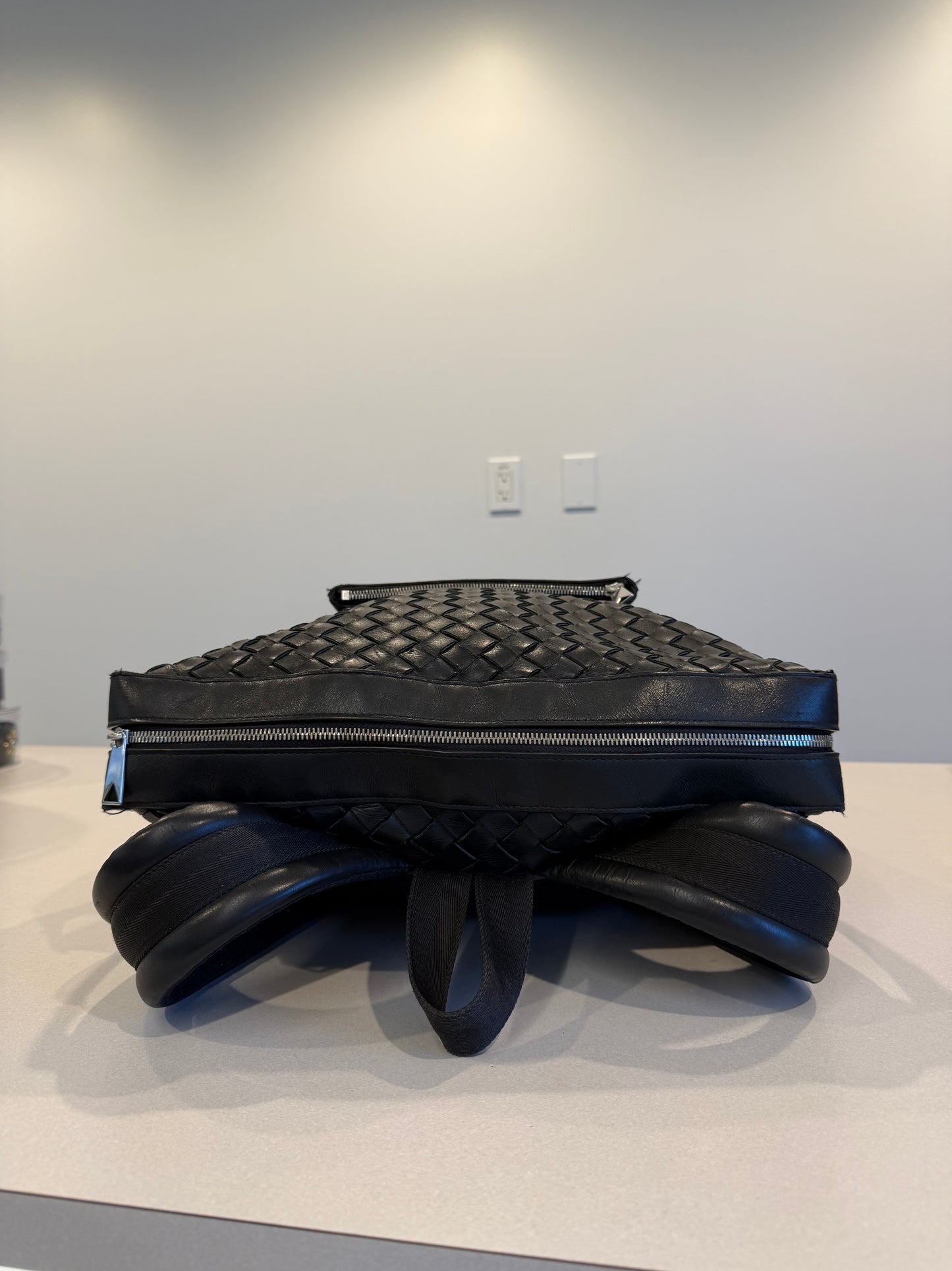 Bottega Veneta Black Intrecciato Backpack