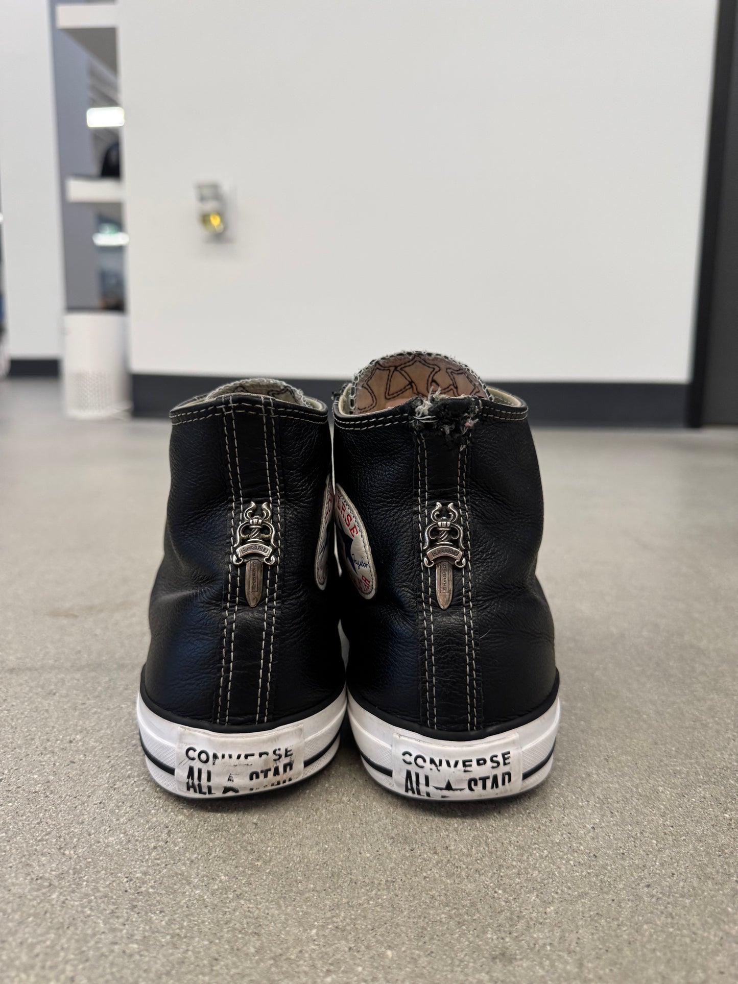 Chrome Hearts Black Leather Triple Cross Patch Converse