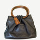 Chanel Black Quilted Lambskin Wood Handle Bag