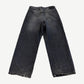 Acne Studios 1989 ash black baggy jeans back with leather logo patch and distressed hem