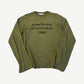 Acne Studios olive green longsleeve tee with black Stockholm 1996 distressed logo print on chest.