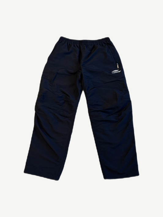 Balenciaga 3B Sports Icon black nylon tracksuit pants with white embroidered logo and side cargo pocket