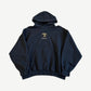 Balenciaga Automobili Lamborghini hoodie in navy with embroidered Lamborghini shield crest and Balenciaga logo.