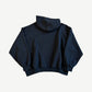Balenciaga Lamborghini navy hoodie back view, oversized fit with peaked hood and clean unprinted rear panel.